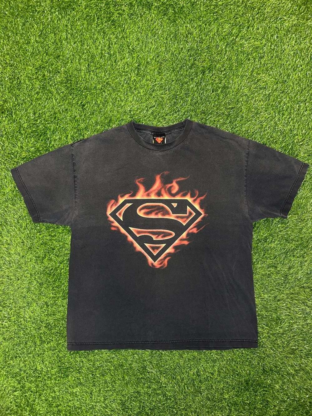 Warner Bros. Superman Flame Logo T-Shirt Size XL Black